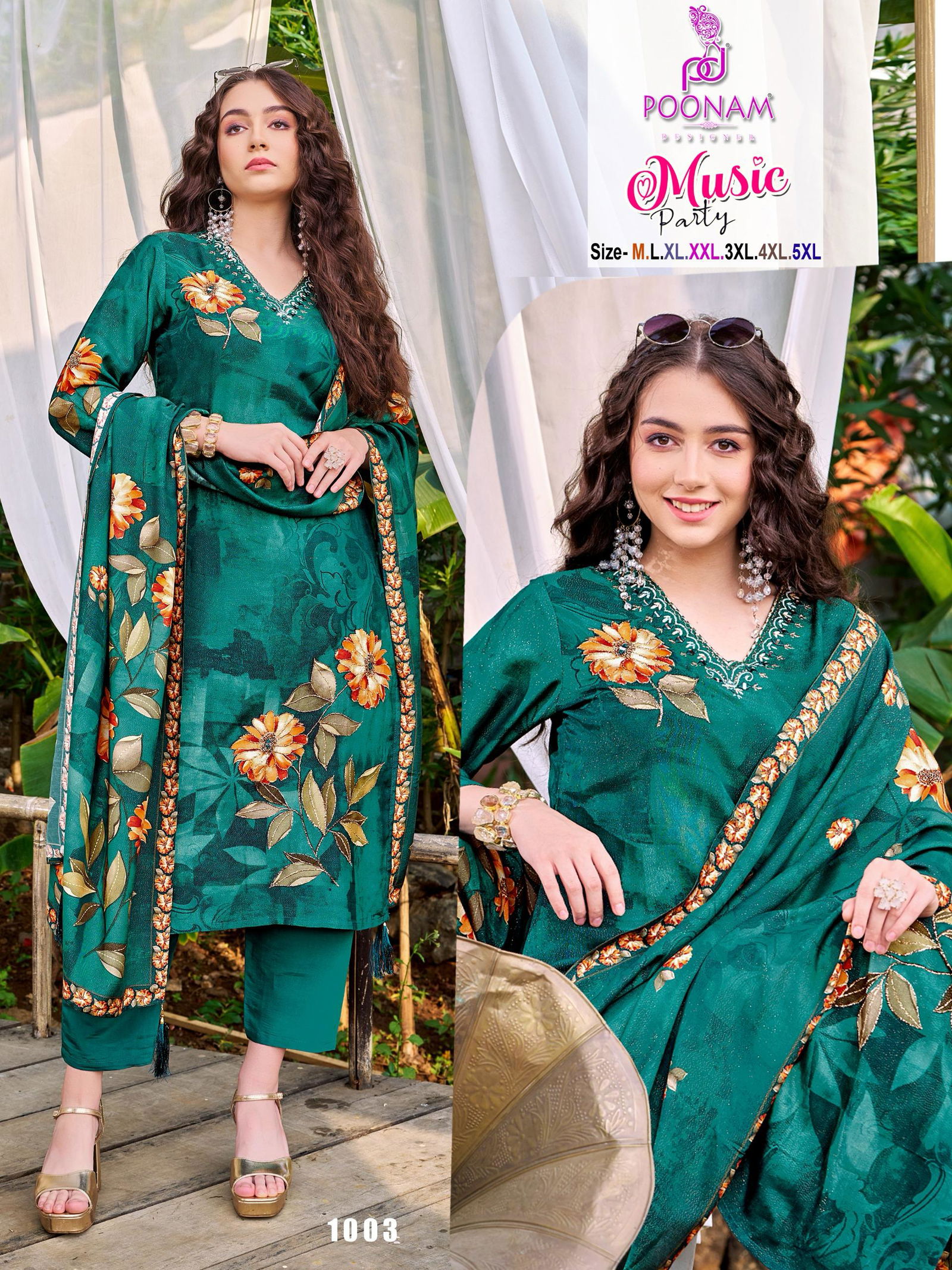 Music Party By Poonam Musline Kurti With Bottom Dupatta Surat Wholesale Market